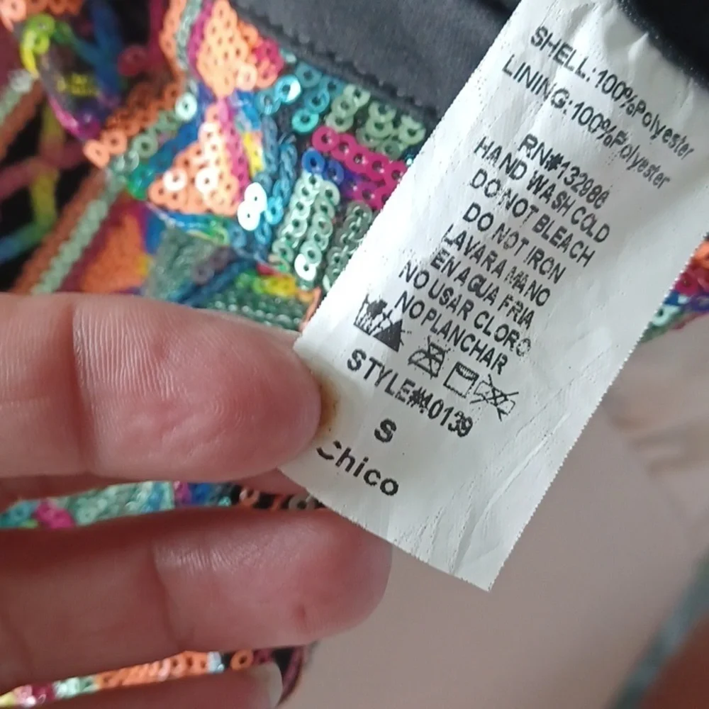 Mittoshop Multicolored sequin mini dress with open back & Matching Bag, Sz S
